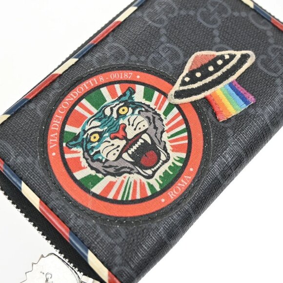 GUCCI Logo GG Pattern Night Courrier Card Case Wallet Supreme Leather BK 33FC168 - Picture 8 of 13